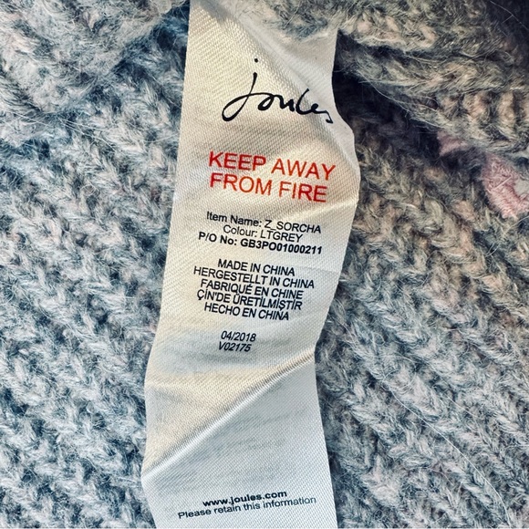 Joules Knitwear “Sorcha” Light Grey Sweater – Size US 6 / UK 10 / EU 38 - Picture 8 of 15